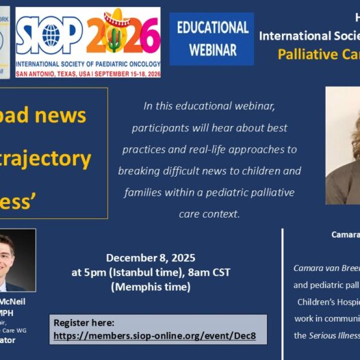 Palliative Care Working Group Webinar – Join Us!